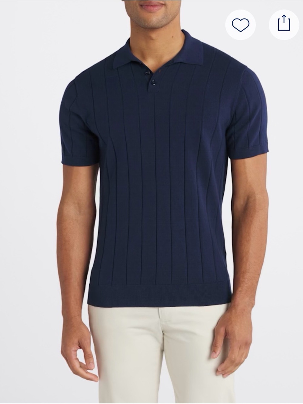 The Normal Brand Men's Navy Ribbed Short-Sleeve Polo
